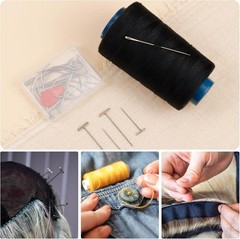 FIVEIZERO 900 Yards Hair Extension Thread Sewing Threads Weave Black