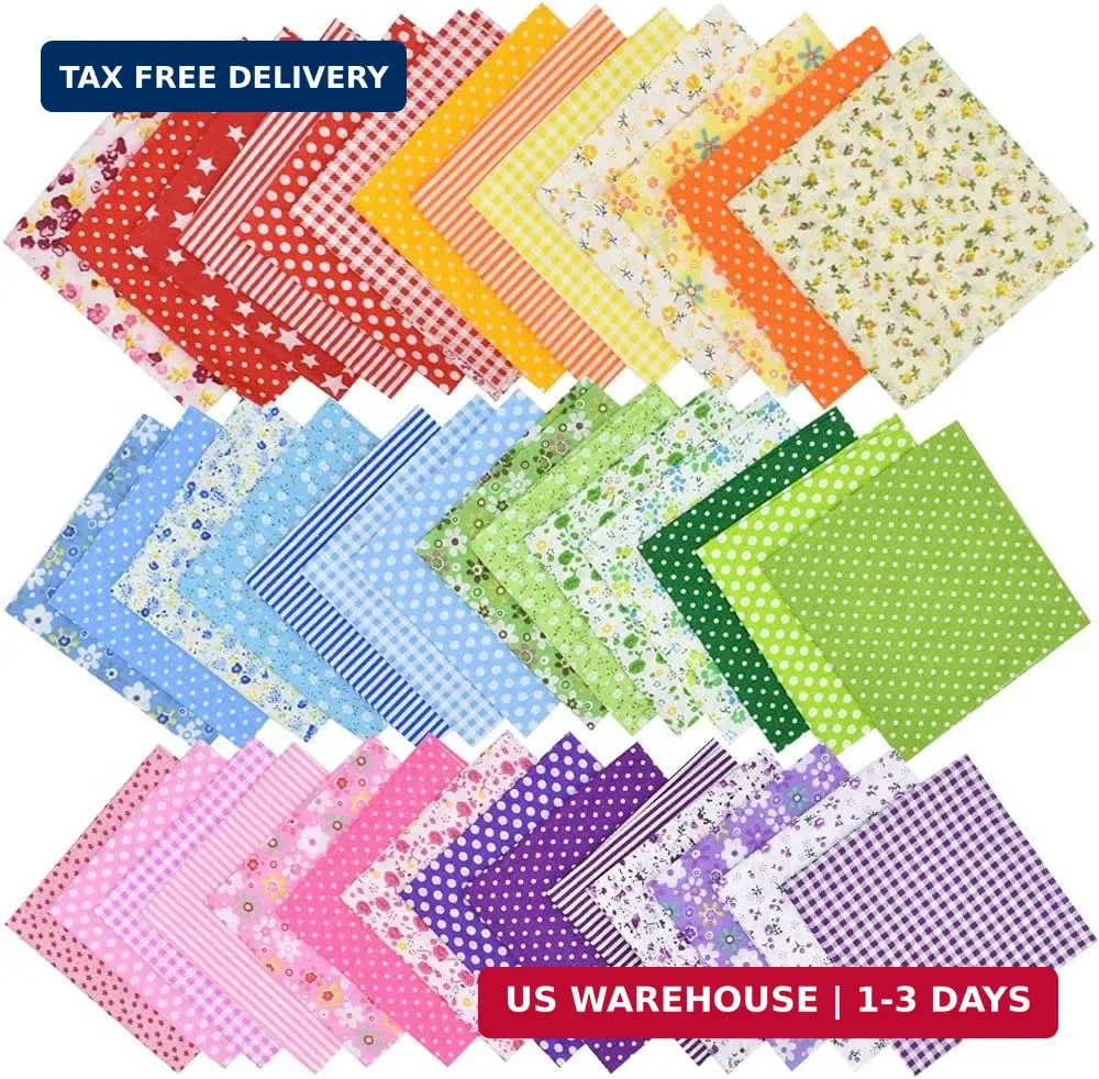 42Pcs 10″x10″ Quilting Cotton Fabric Squares Sheets Pre-Cut Multi-Color Design P