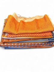 8pc Bundle Lot Bright Orange 100% Italian Silk Fabric Remnants