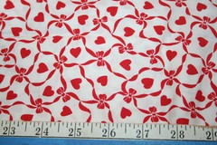 HEARTS WITH RIBBONS AND BOWS ON WHITE – 100% COTTON FABRIC