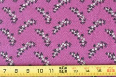 By 1/2 Yd, Small Cream & Black Flowers on Grape Quilt Cotton, V902