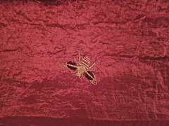 Merlot Faux Silk embroidered Fuzzy Bee Decorator fabric 57 wide x 10 Yds SBY