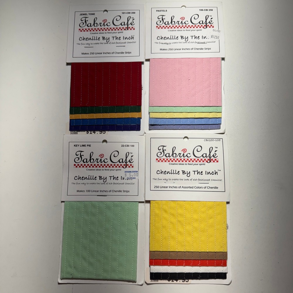 Chenille By The Inch – 4 Packs Fabric Cafe For Quilting, Pillows , Crafts #1501