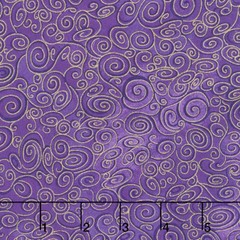 TT Dragonfly Swirls Purple Met Cotton Fabric