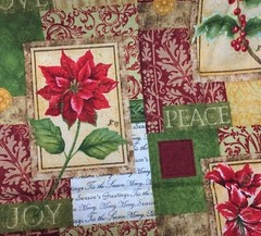 Holiday Christmas’ Tis the Season’ Florals Scrip cotton fabric BTHY 18″ x 42″