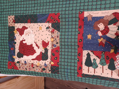 VTG Old Time Santa Squares Leslie Beck VIP Craft Fabric Panel Cotton 1 Pc 35×43