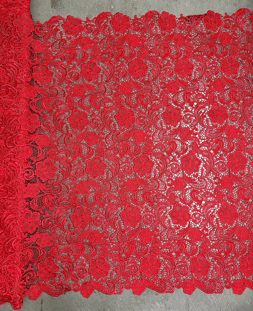 Maggie RED Guipure Venice Heavy Lace Fabric by the Yard – 10019