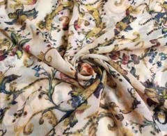 58” Wide By Yard Digital Print Chiffon Fabric Vintage Crinkled Chiffon Crepe