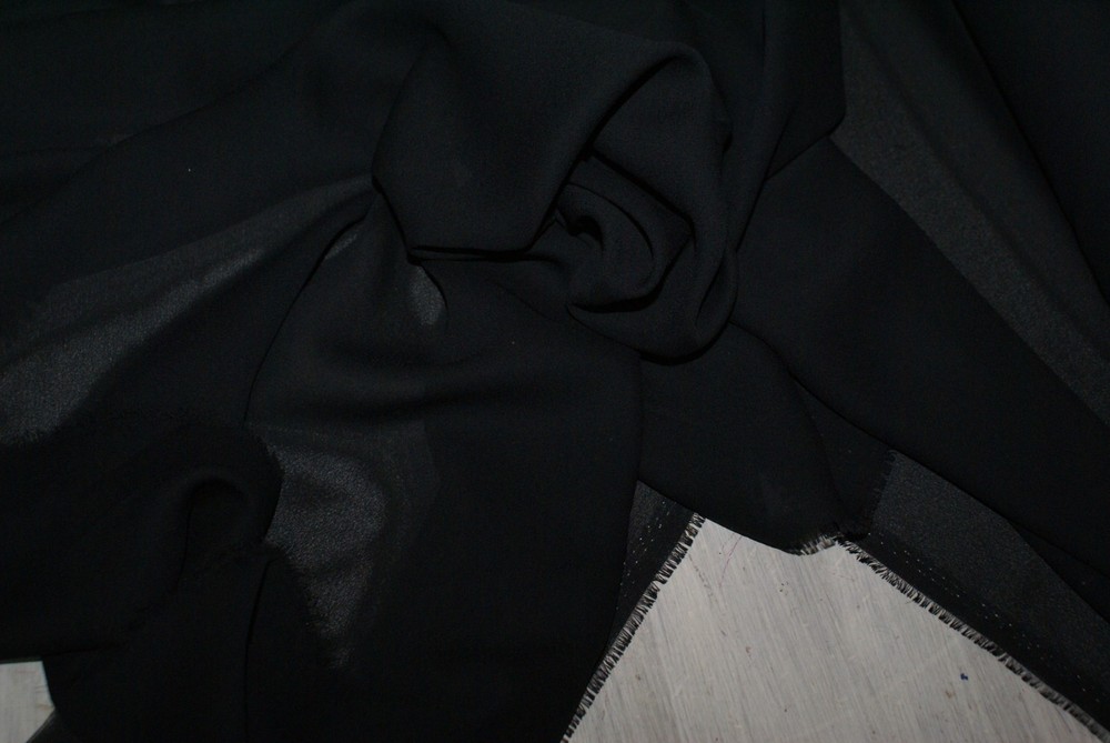 5m x 1.16m BULK LOT – BLACK Crepe Georgette Fabric, Light Weight