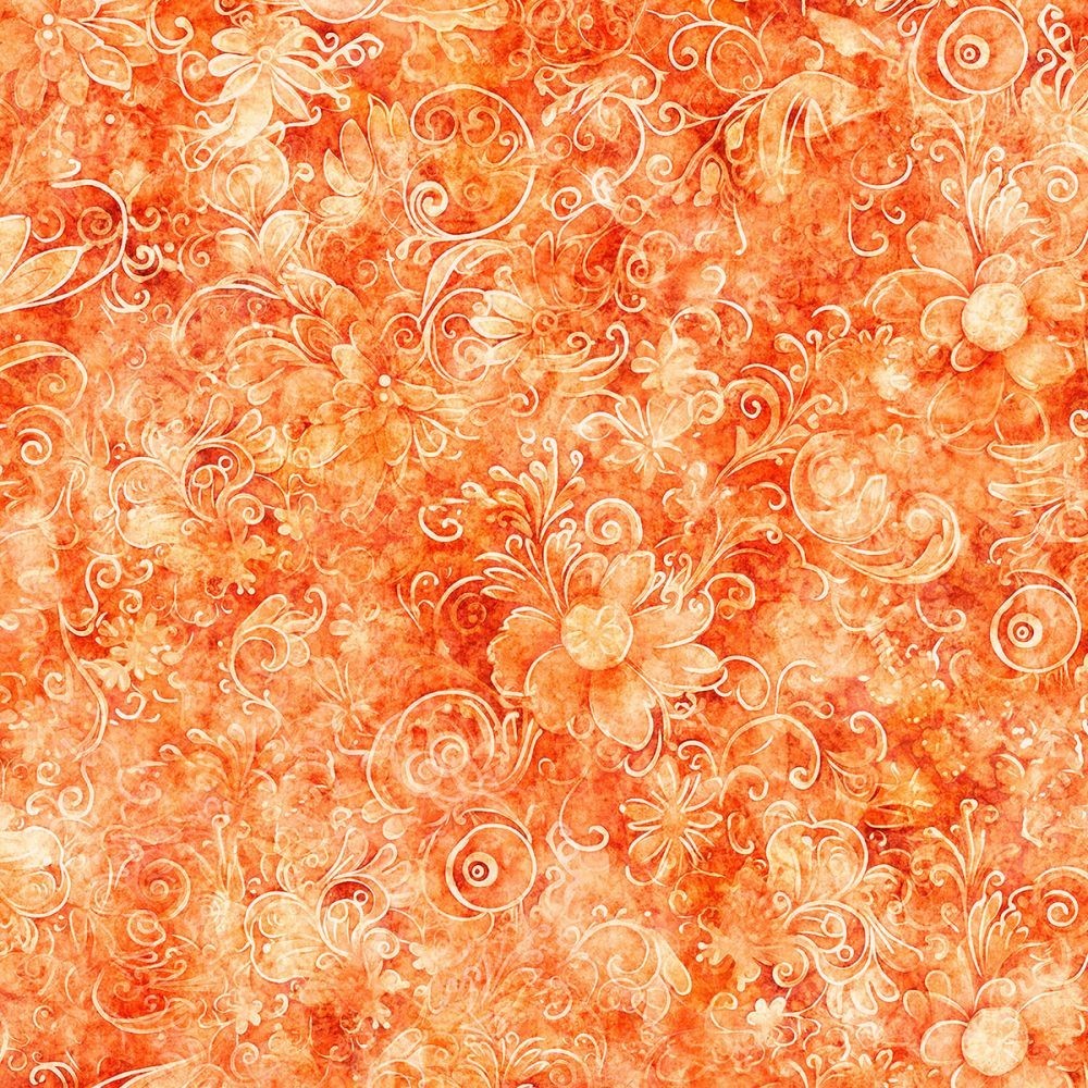 108-inch Cotton Queen’s Garden #6 Cotton Floral By the Yard Light Orange 20