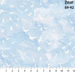 Swept Away Cotton Quilt Fabric by Northcott Seaside Stone 23399-42 Blue Coral