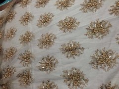 Antique Gold Gaviota Design Embroider And Beaded On A Mesh Lace.wedding/Bridal.
