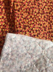 VTG 80s Micro Floral Red Yellow Pre Quilted w/Batting Fabric By The Yard (7 READ
