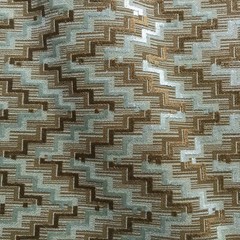 Pale Blue and Brown Mid Century Geometric Velvet Cut Upholstery Fabric 56″