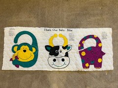 Princess Fabrics – That’s Our Baby Bibs – Fabric Panel – Monkey, Cow & Dinosaur