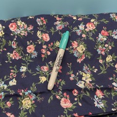 Navy Floral Cotton Blend Fabric 4 Yards 60 inches Wide