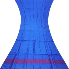 Vintage Blue 100% Pure Silk Handloom Sari Remnant 5YD Craft Fabric Silk Scrap