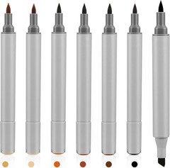 Leinuosen 6 Pack Dual Tip Leather Dye Marker Pens 1 Count (Pack of 6), Grey