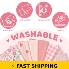 Aubliss 8pcs Cotton Fat Quarter Fabric Bundles – Sweet Pink