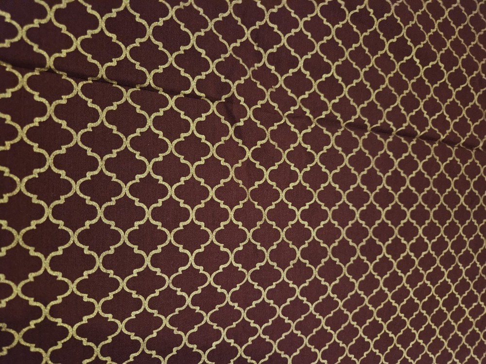2 38 X 38 Squares “Buttercream” brand Trellis pattern fabric in red and gold
