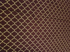 2 38 X 38 Squares “Buttercream” brand Trellis pattern fabric in red and gold