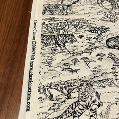 Classic Cottons Tigers Elephants Toile Black White Print Cotton Fabric 4 Yards