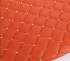 Thick Faux Leather Fabric Sponge Quilted Embroidered Car Interior Material Trims