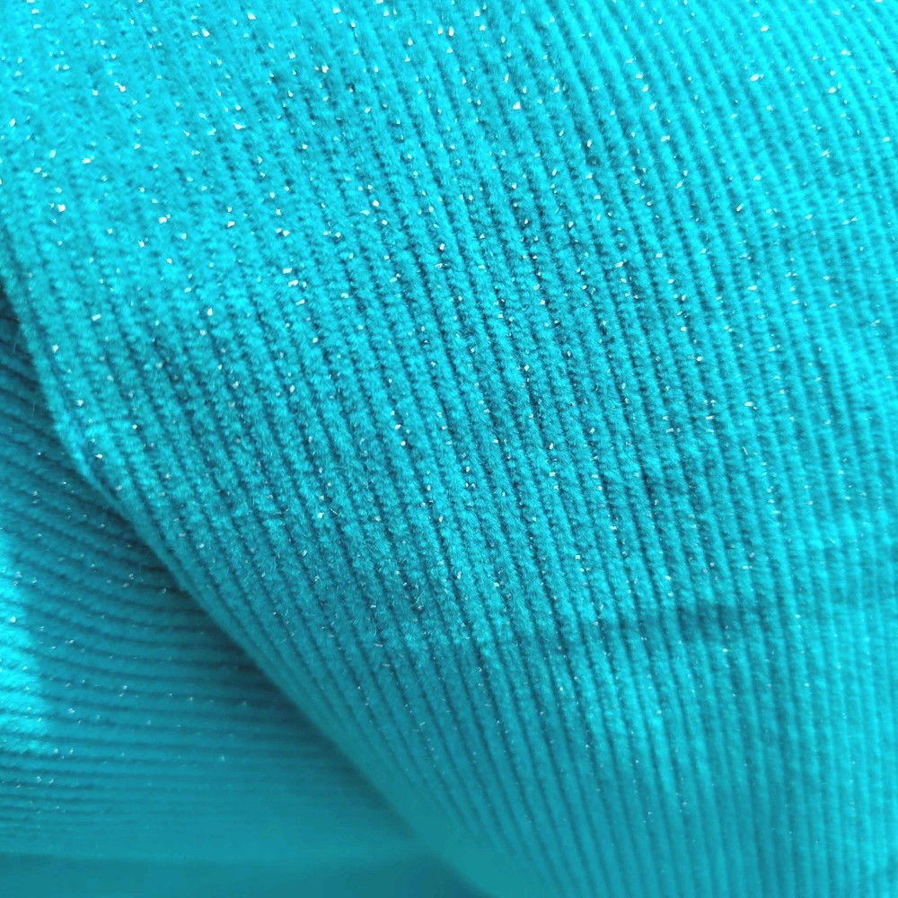 4.25 Yds Corduroy Fabric 100% Cotton 153×43 Aqua Blue Green Teal Silver Metallic