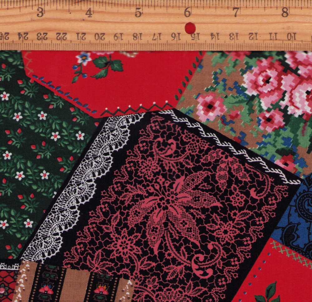 Cheater Quilt Victorian Crazy Quilt Cranston Cotton Fabric Sewing 1.25 yds x 44″