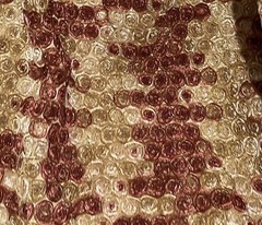 BROWN IVORY GOLD 3D Floral Embroidery Taffeta Fabric 50” Width 1 Yard