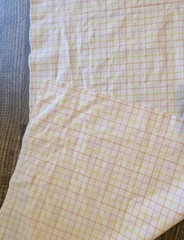 Vintage Pastel Plaid Fabric White Pink Yellow Orange Windowpane Check 38.5×18