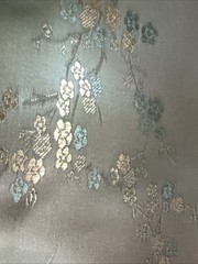 Chinese Satin Plum Blossom Brocade Polyester mint green remnant 19″ x 47″ wide