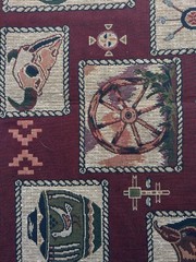 Fabric – Vintage Upholstery Tapestry Western Cowboy in Rope Frames 18″ L x 54″ W