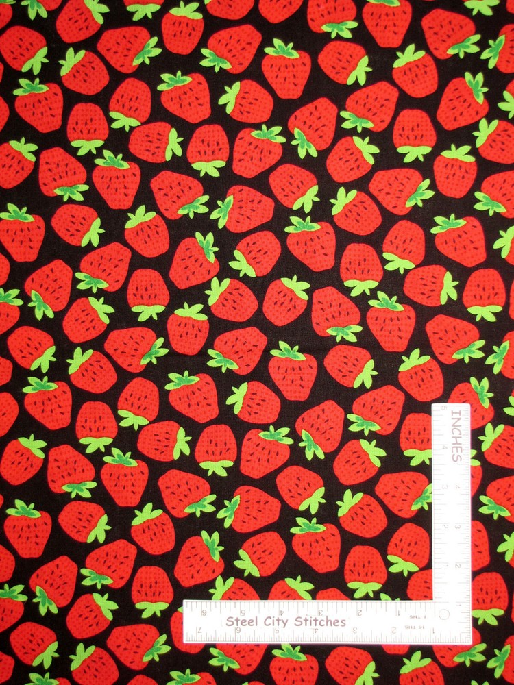 Fruit Strawberry Strawberries Cotton Fabric Benartex Kanvas Studio By The Yard