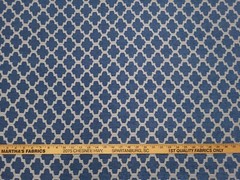 Covington TRELLIS WALK INDIGO Navy Blue Beige Woven Designer Drapery Uph Fabric