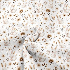 160x50cm Cute Rabbit-Printed Cotton Fabric for Home Decor Gift Wrapping Curtains