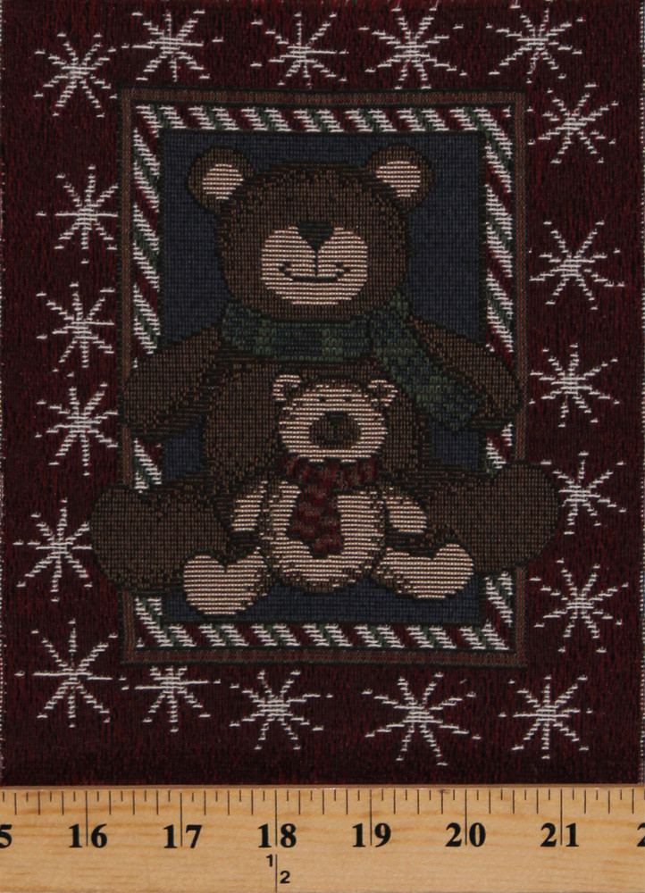 6.75″ x 8.5″ Tapestry Square – Teddy Bears Snowflakes Holiday Fabric M214.05