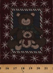 6.75″ x 8.5″ Tapestry Square – Teddy Bears Snowflakes Holiday Fabric M214.05