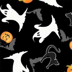 Wilmington Spooky Spectacular by GP Creations 23670 919W Black Toss Cotton Fab