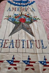 Moda Deb Strain Vintage Patriotic “America The Beautiful” Fabric Panel 45 X 23″