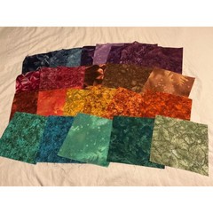 26 Pc Batik Fabric Charm Squares 6 Inch Jewel Tone Earthy Quilting Cotton Lot