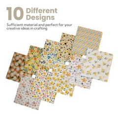 10 PCS 18×20 Inch Yellow Floral Fat Quarters Fabric Bundles Precut Cotton