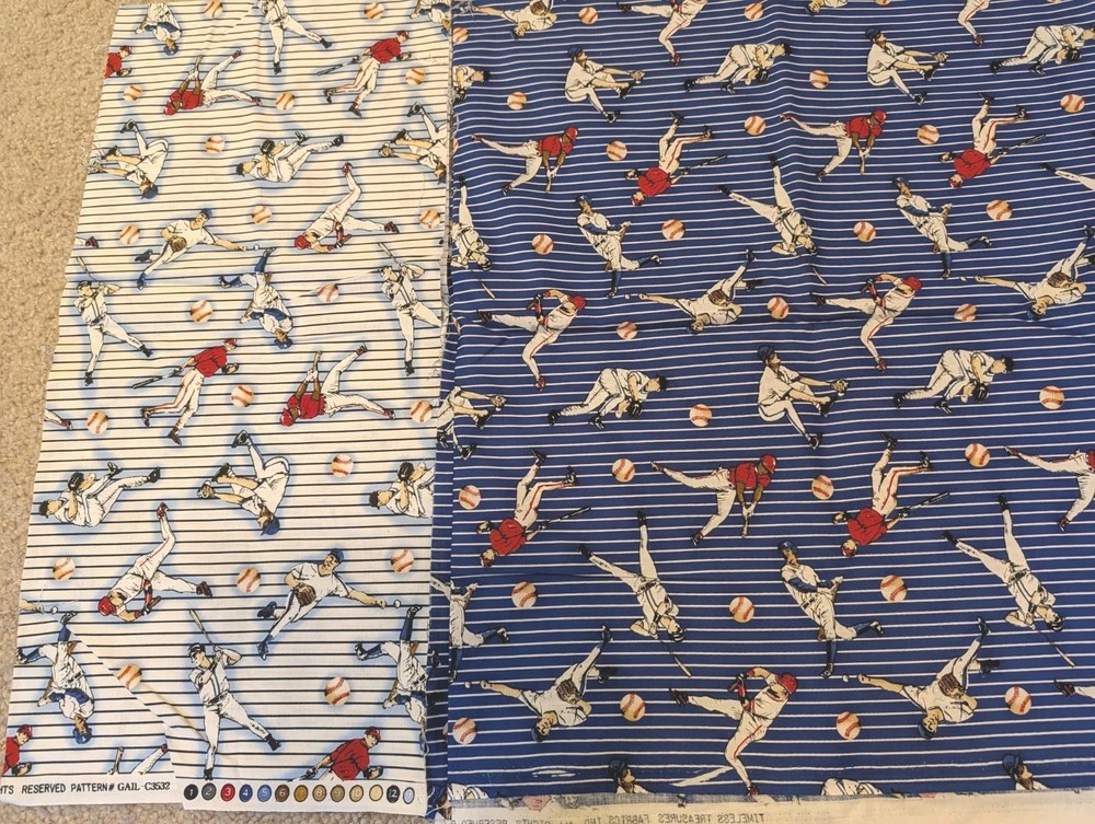 Baseball Batter Up Vintage Timeless Treasure Gail-C3532 2yd+
