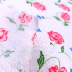 Red Blue Peone Print Cotton Flannel Fabric 45″ By Yard Floral Blanket Fabric