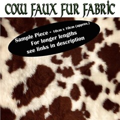 Guernsey Brown & Cream Cow Print Faux Fur Fabric SAMPLE approx. 10cm x 10cm
