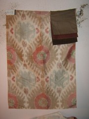 Lee Jofa, Hisari Ikat, 100% Silk Remnant, 25.75″ Wide X 38″ L, Color Mocha Multi