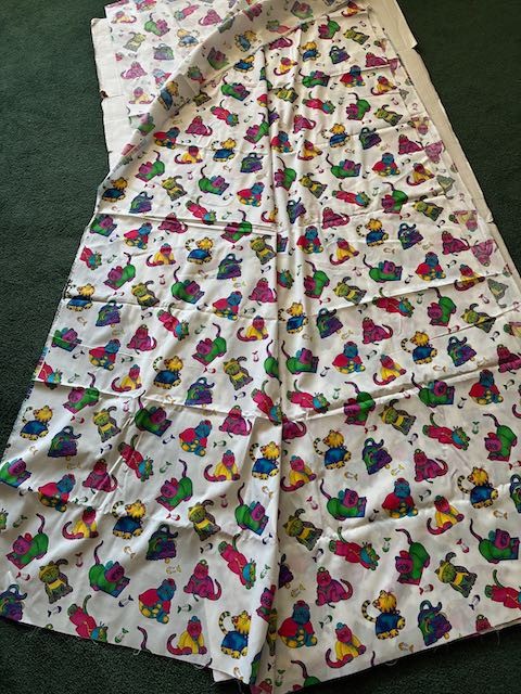 Vintage Jelly Bean Junction CATS DOCTOR NURSE MM Fabric 4 Yards 60″ W USA