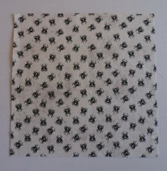 Fabric Cotton 10 3/8″ x 10 3/8″ Panel Square Black Spiders on a Creme Background