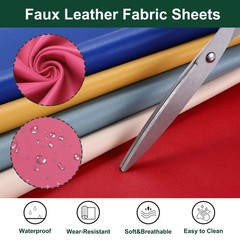 Faux Leather Sheets 12×36 Inch Solid PU Leather Fabric Rose Pink/Light Yellow