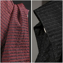 50*137cm Vintage 3D Red & Black Particle Woven Checkered Jacquard Fabric Design